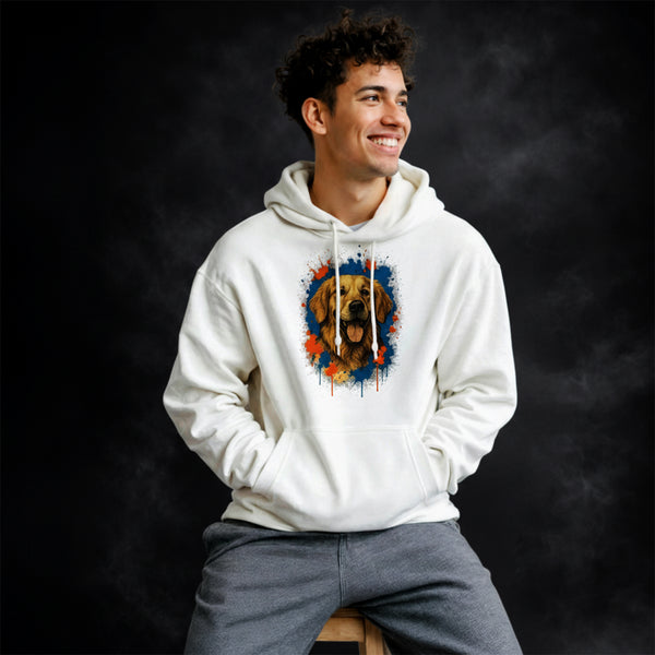 Golden Retriever Sketch Art Illustration Classic Unisex Pullover Hoodie | Gildan® 18500 White